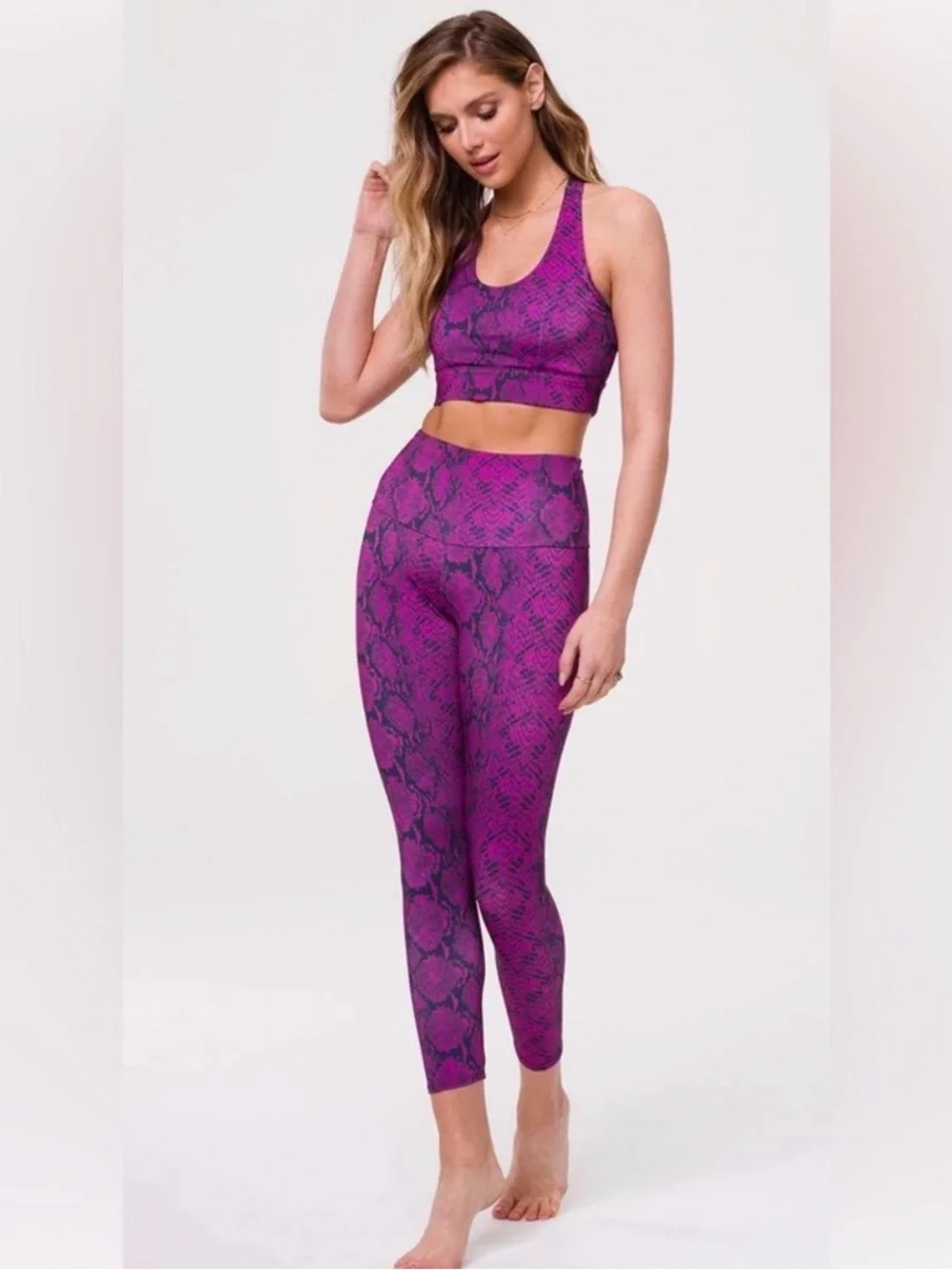 NWT Alo Yoga Viper High-Rise Snakeskin Leggings Purple Pop Size S